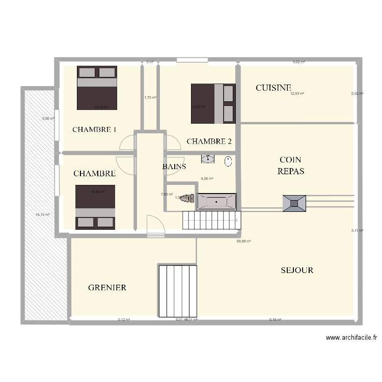 dessin technique. Plan de 19 pièces et 154 m2