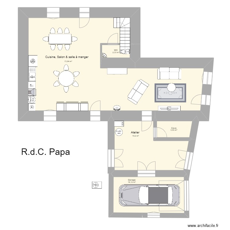 St JULIEN R.d.C. Papa. Plan de 5 pièces et 114 m2