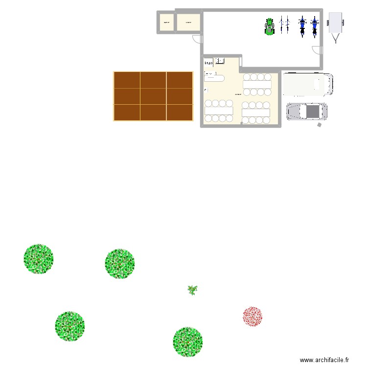 grange. Plan de 3 pièces et 51 m2