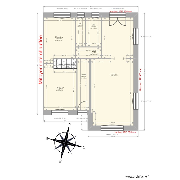 CHAN-WAI-NAM. Plan de 8 pièces et 82 m2