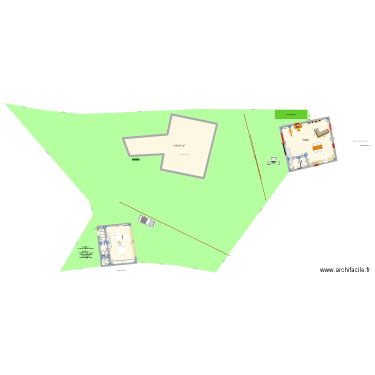 Grange 2 - RDC. Plan de 6 pièces et 302 m2