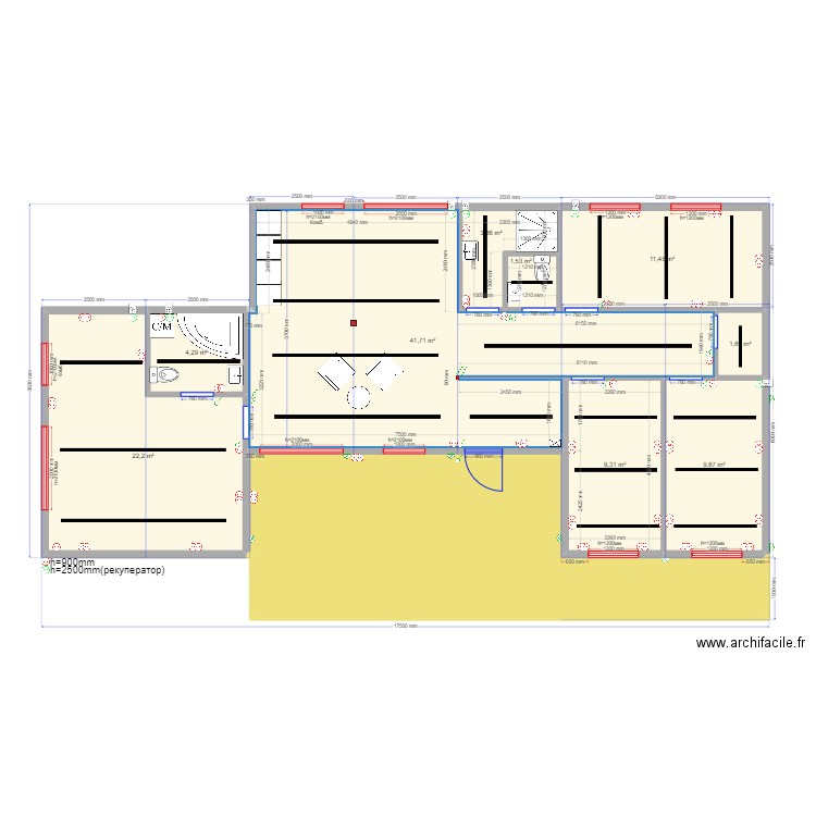 105 1 Сочи эл. Plan de 10 pièces et 141 m2