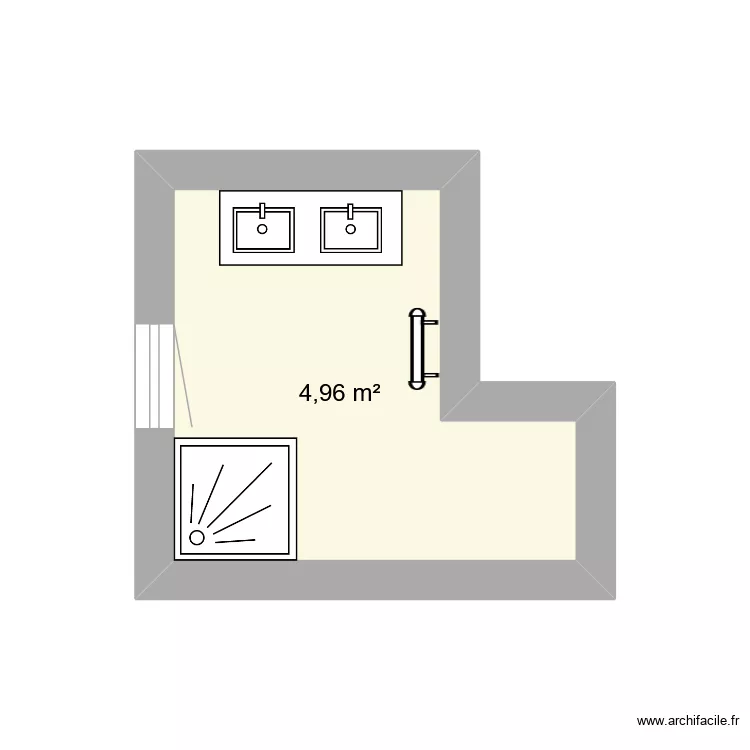 sdb. Plan de 1  et 5 m²