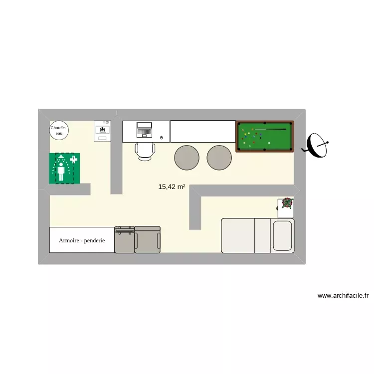 Plan. Plan de 1 Pièce et 15 m² Plan. Plan de 1 Pièce et 15 m²