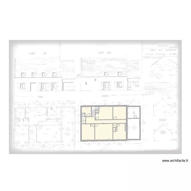 Plan 1er avant. Plan de 4  et 92 m²