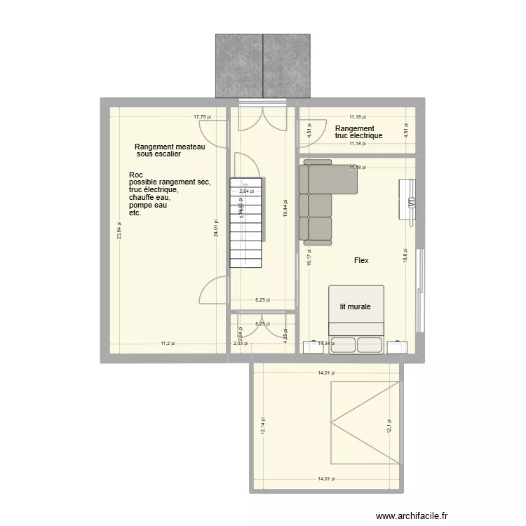 Roche étage plein 2SDB. Plan de 14 et 219 m² Roche étage plein 2SDB. Plan de 14 et 219 m²