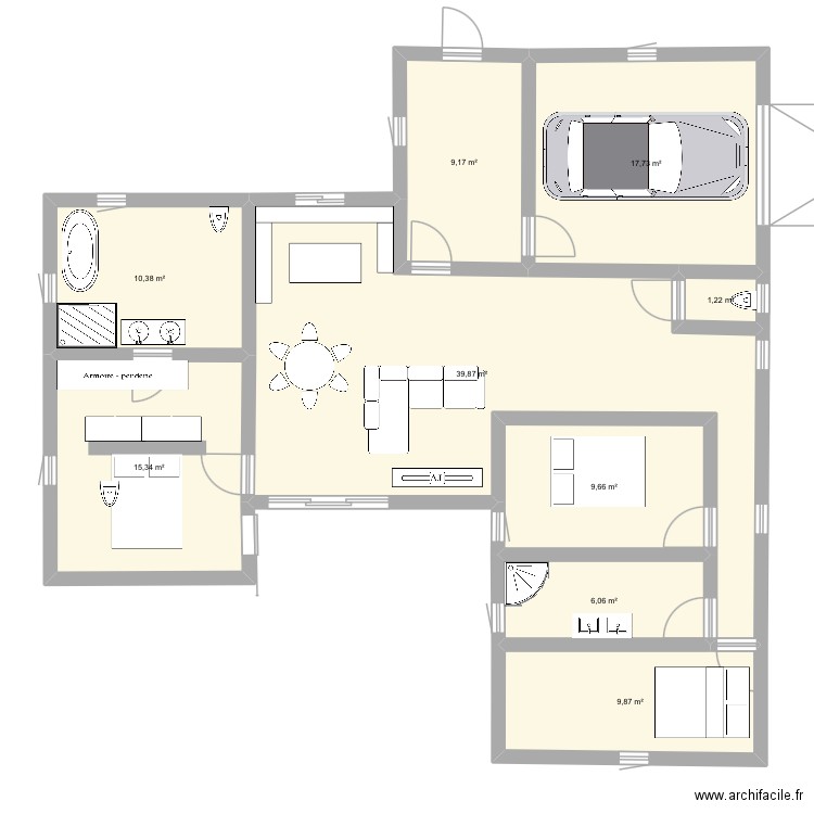 Étage. Plan de 9 pièces et 119 m2