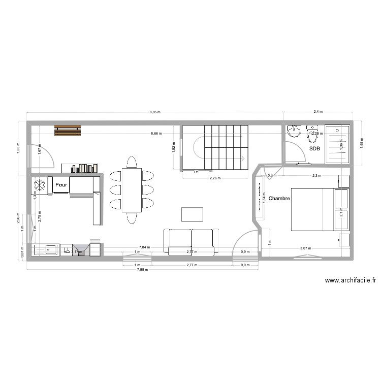 plan RDC Bakart. Plan de 2 pièces et 13 m2
