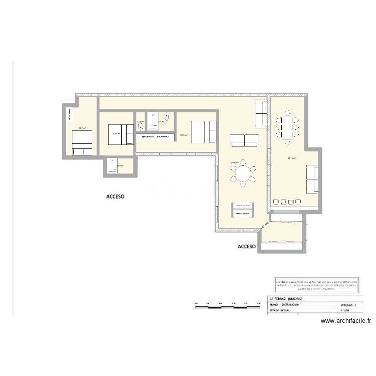 ferraz 30 1. Plan de 8 pièces et 129 m2