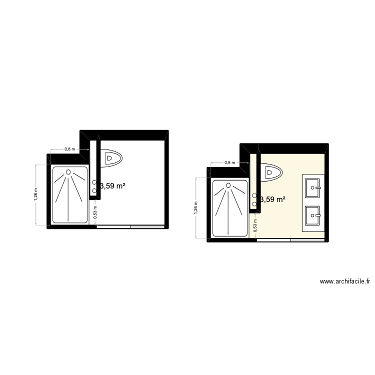 LAURA, BENJAMIN. Plan de 2 pièces et 7 m2