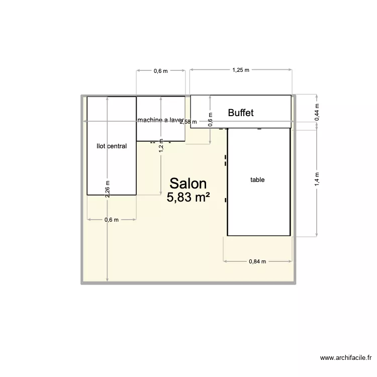 box. Plan de 1 Pièce et 6 m²