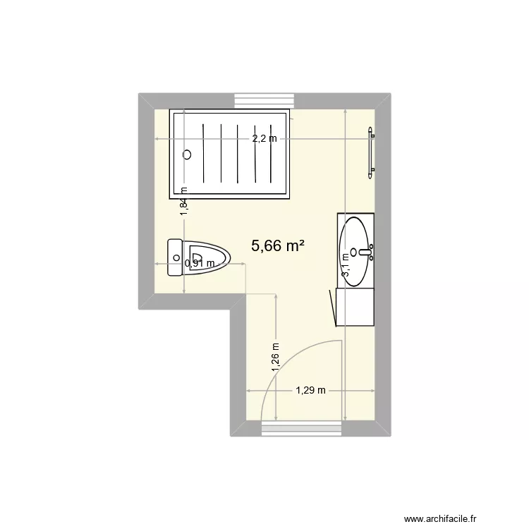 Piedallu. Plan de 1  et 6 m²