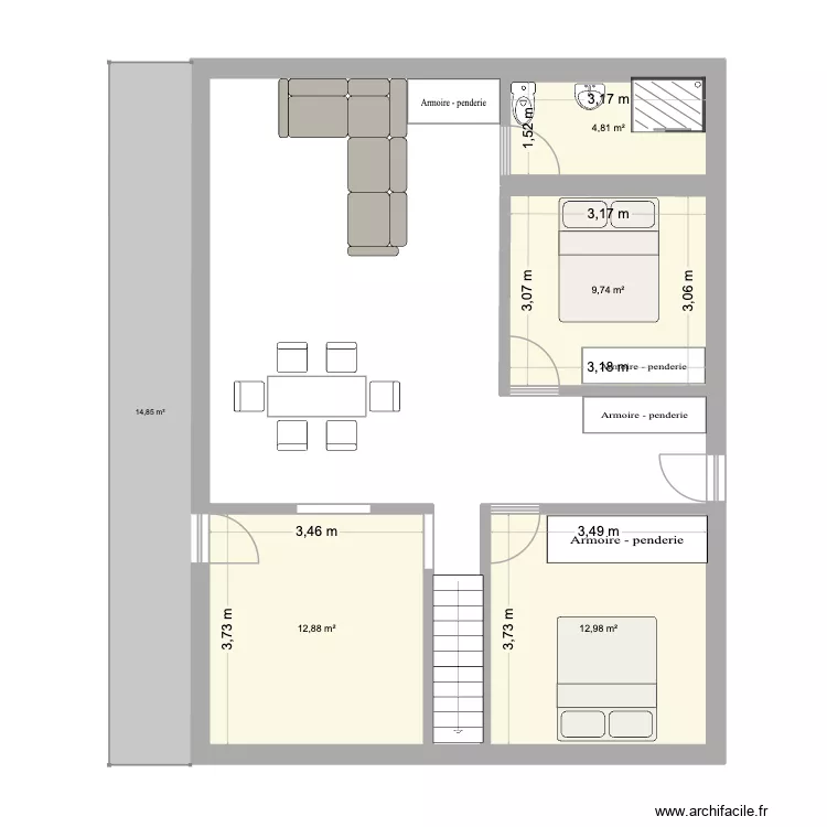 thadarth. Plan de 4 Pièces et 40 m²