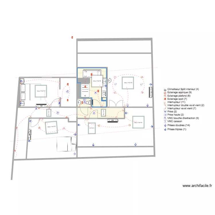 Casa &eacute;tage &eacute;l&eacute;c. Plan de 