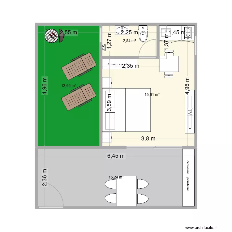 BUNGALOW NEW BAAN. Plan de 4  et 46 m²