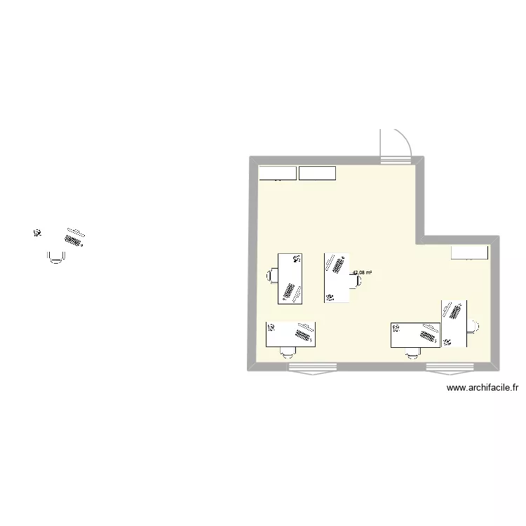 secr&eacute;tariat. Plan de 1  et 42 m²