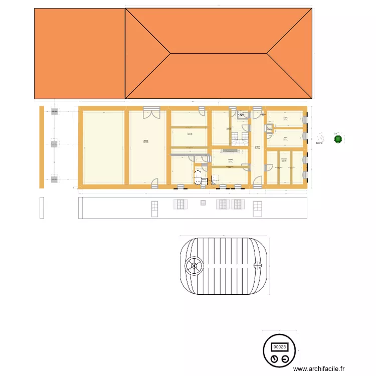 actuel. Plan de 10  et 241 m²