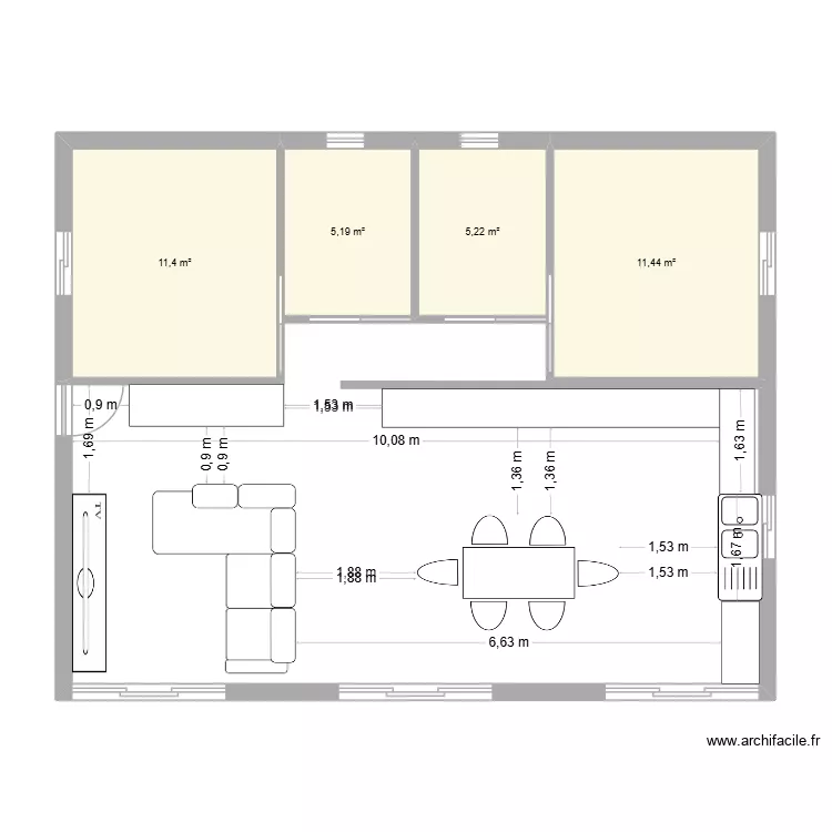 plan 3. Plan de 4 pièces et 33 m²