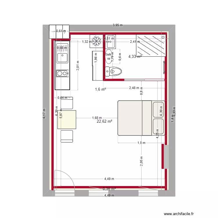 studio barricouteau. Plan de 4 Pièces et 29 m² studio barricouteau. Plan de 4 Pièces et 29 m²