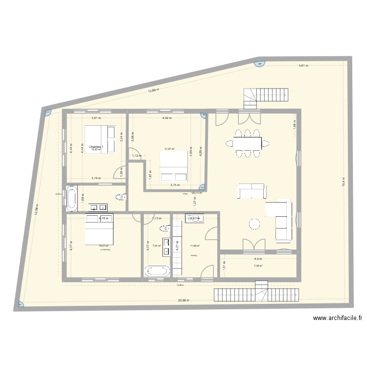 BZV7. Plan de 7 pièces et 370 m2