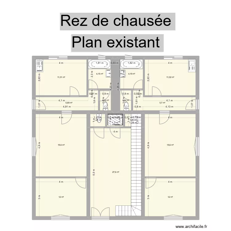 Maison de l'hopital - originale. Plan de 