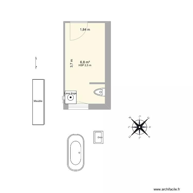 Salle de bain. Plan de 