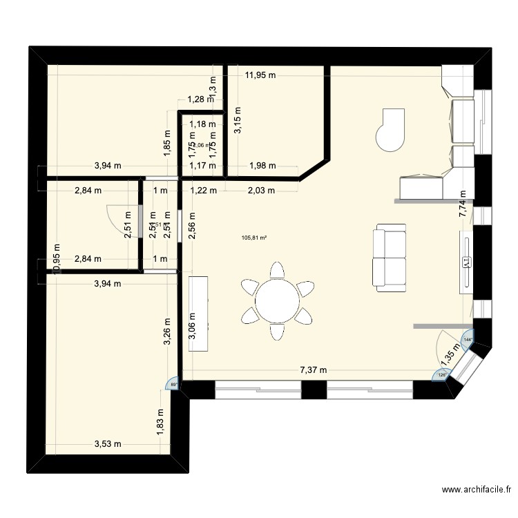 plan1. Plan de 3 pièces et 110 m2