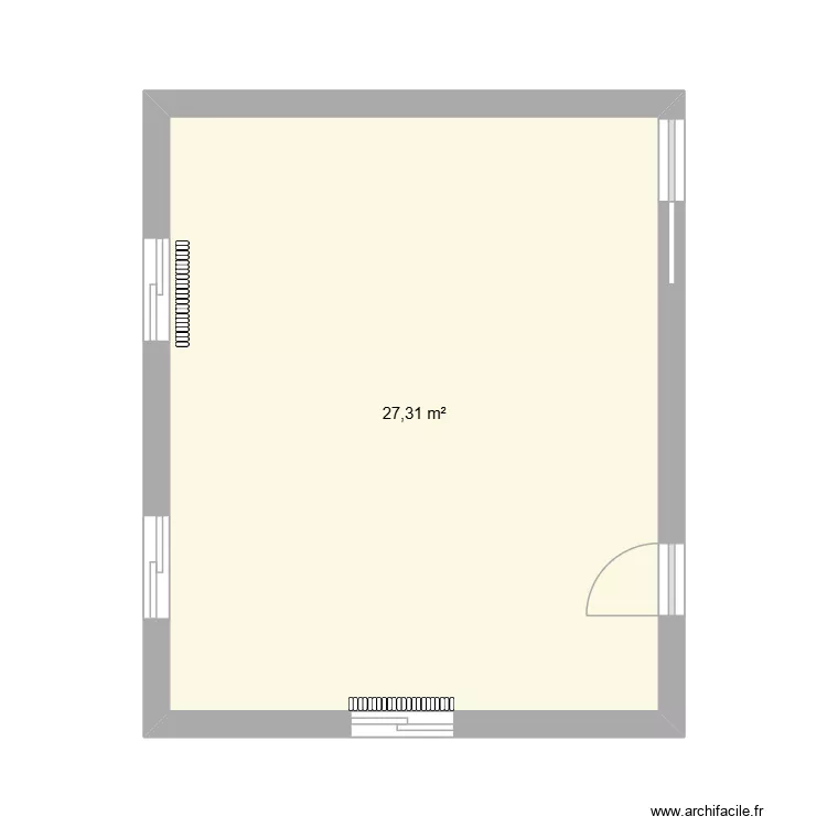 Plan salon - s&eacute;jour. Plan de 1  et 27 m²
