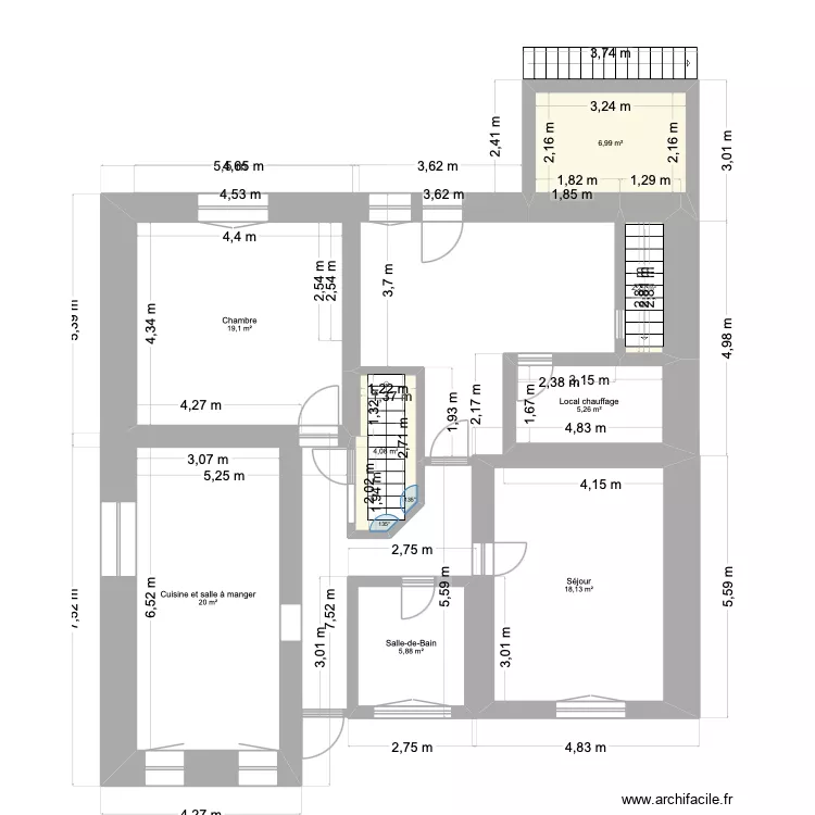Dompierre Etage. Plan de 8  et 82 m²