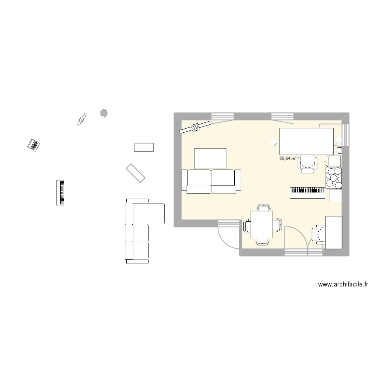 darOurcq1. Plan de 1 pièce et 26 m2
