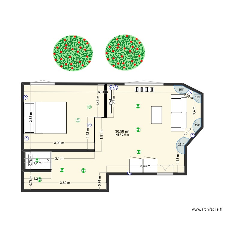 cookidiction saint germain en laye. Plan de 1 pièce et 18 m2