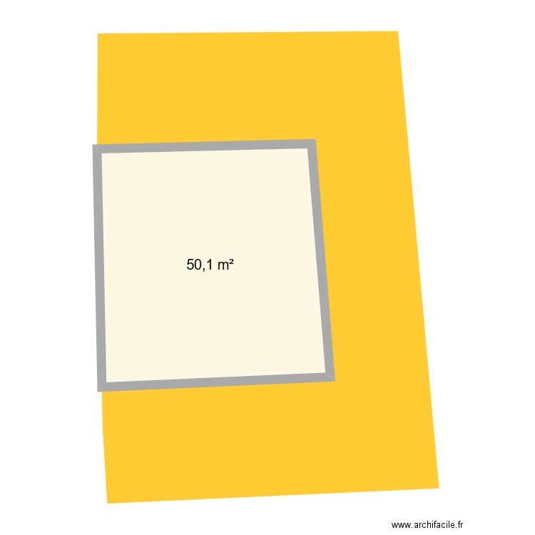 grange. Plan de 1 pièce et 50 m2