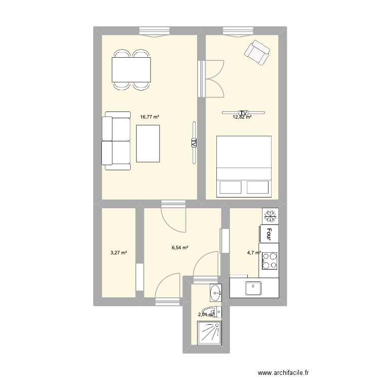 BLASCO DE GARAY. Plan de 6 pièces et 46 m2