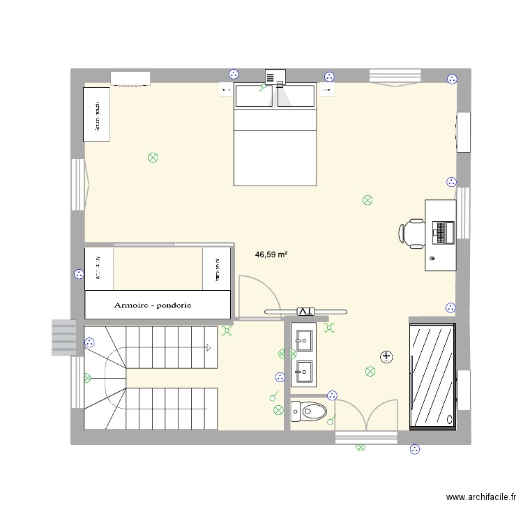 Etage 1 new Besseges new 4. Plan de 1 pièce et 47 m2
