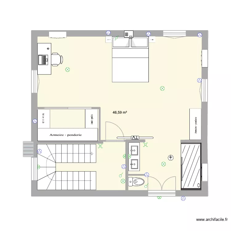 Etage 1 new Besseges new 4. Plan de 1 pièce et 47 m²