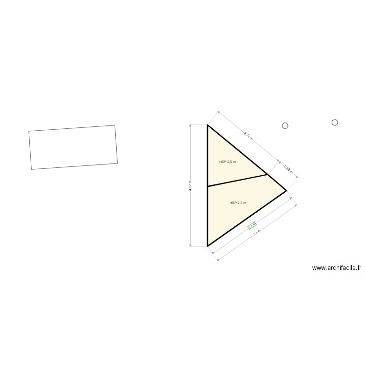 cabane. Plan de 2 pièces et 6 m2