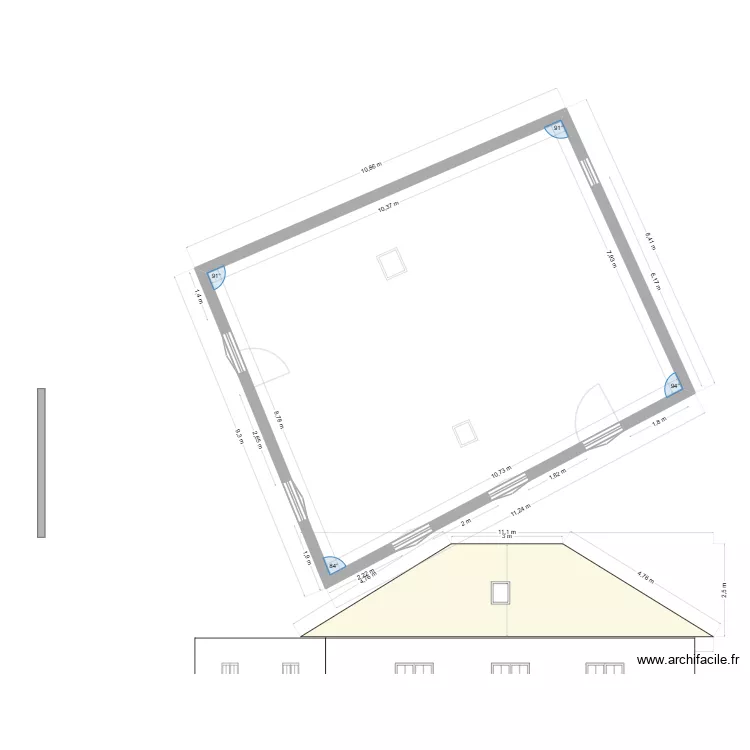 plan coupe c&ocirc;t&eacute; Sud. Plan de 2  et 176 m²