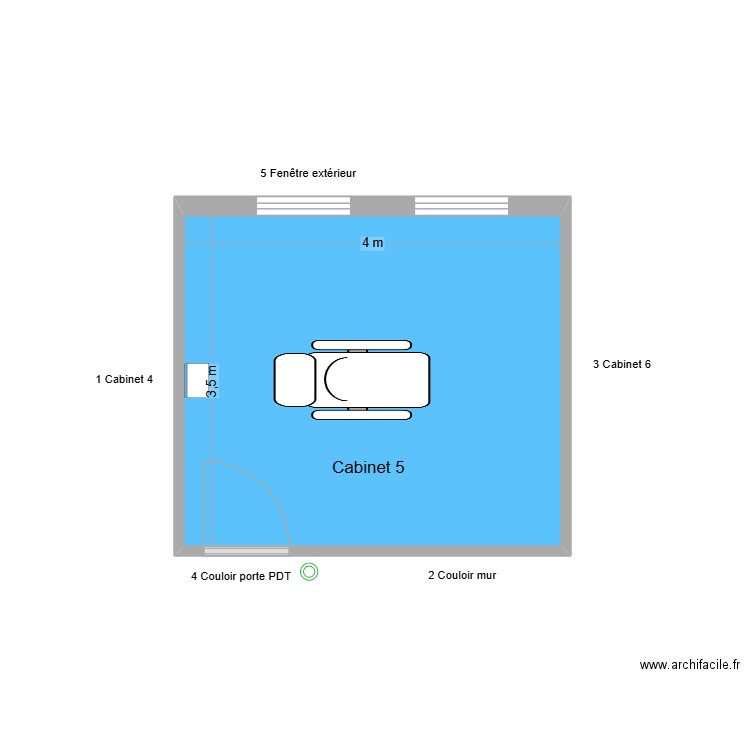 61199 Cabinet 5. Plan de 1 pièce et 14 m2