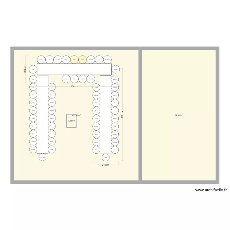 Mariage 26042025 pr&eacute;noms. Plan de 