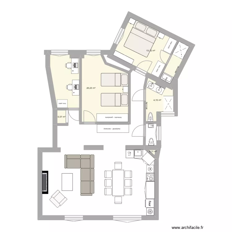 7 ave rachel. Plan de 5 Pièces et 38 m²