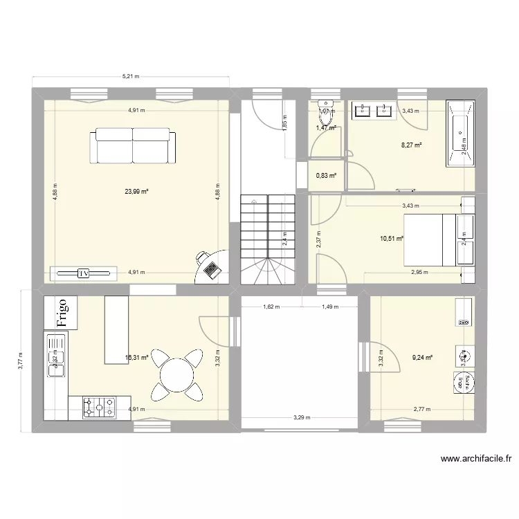 G&eacute;nissac. Plan de 7  et 71 m²
