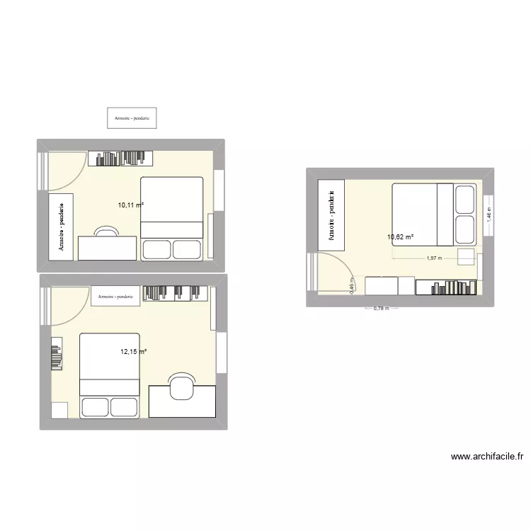 Chambre moi. Plan de 3 et 33 m² Chambre moi. Plan de 3 et 33 m²