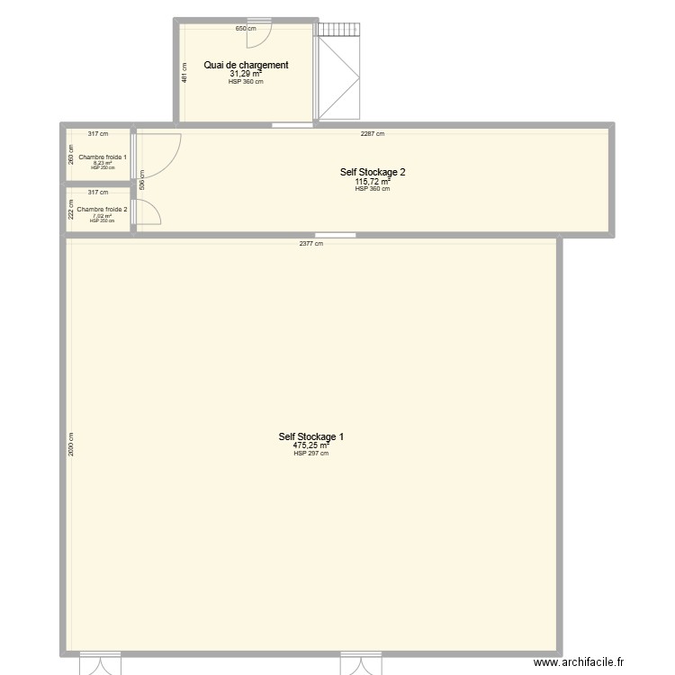 Self Stokage. Plan de 5 pièces et 638 m2
