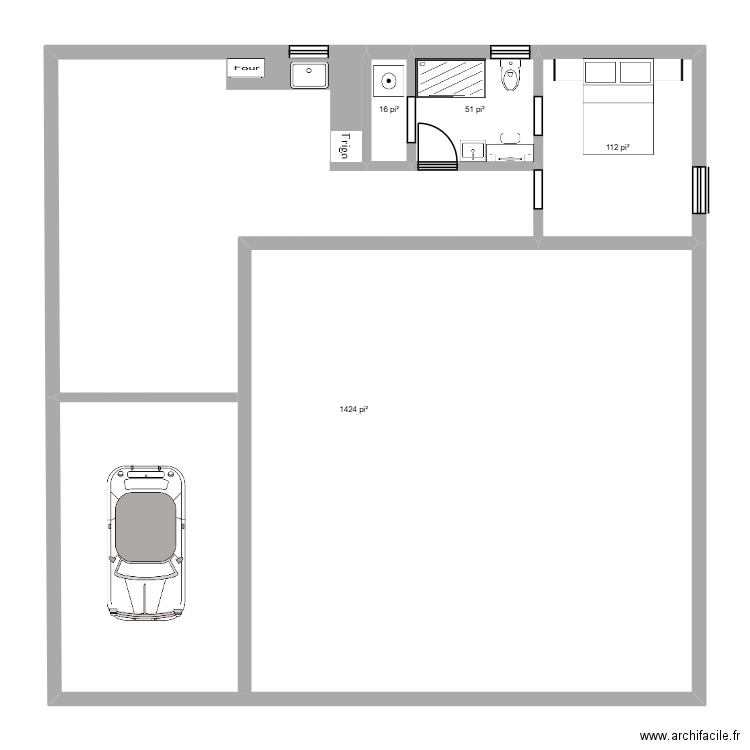 refuge. Plan de 4 pièces et 149 m2
