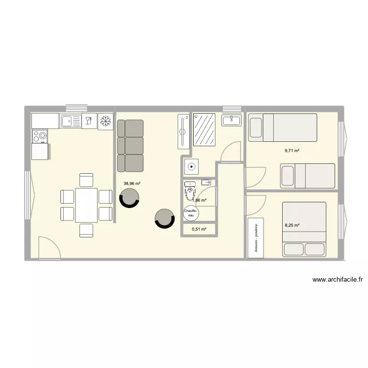 3eme plan. Plan de 5  et 59 m²