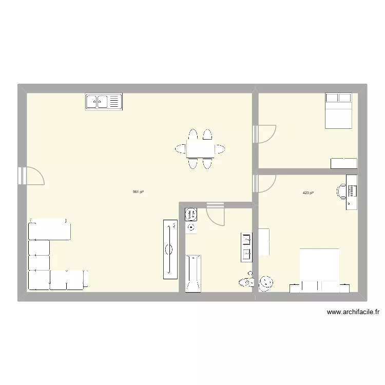 Maison plan. Plan de 2  et 129 m²