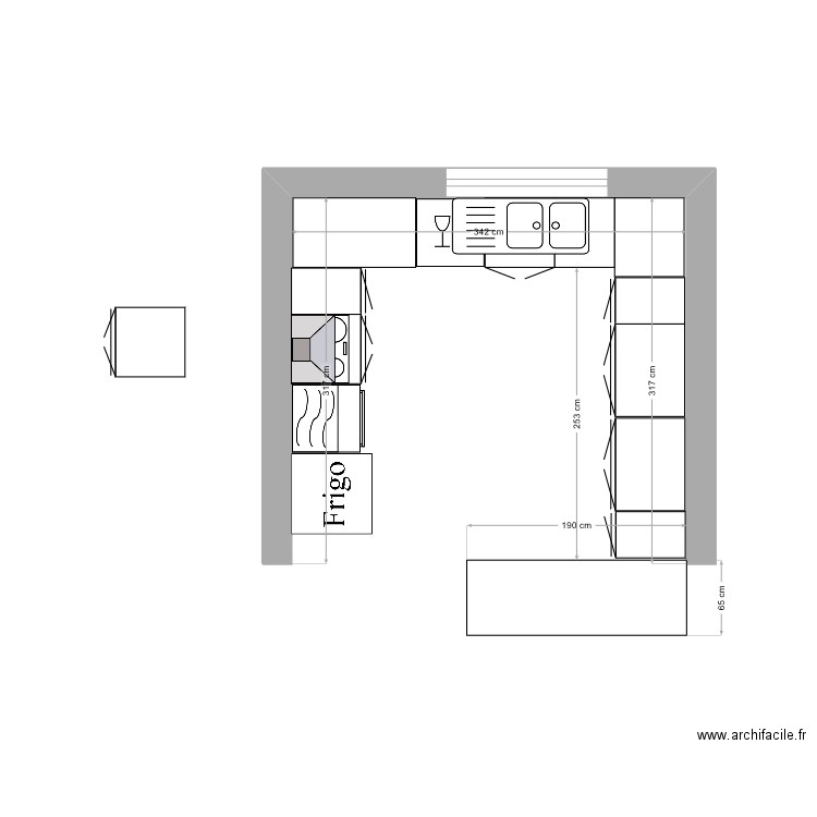 cuisine modifiée. Plan de 0 pièce et 0 m2