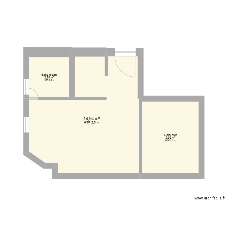 Appartement renovation2. Plan de 3 pièces et 23 m2