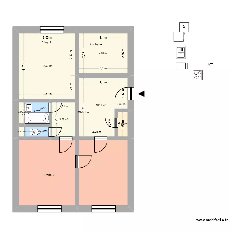 Al&scaron;ovo n&aacute;měst&iacute; 582 byt 1 OV. Plan de 15  et 190 m²