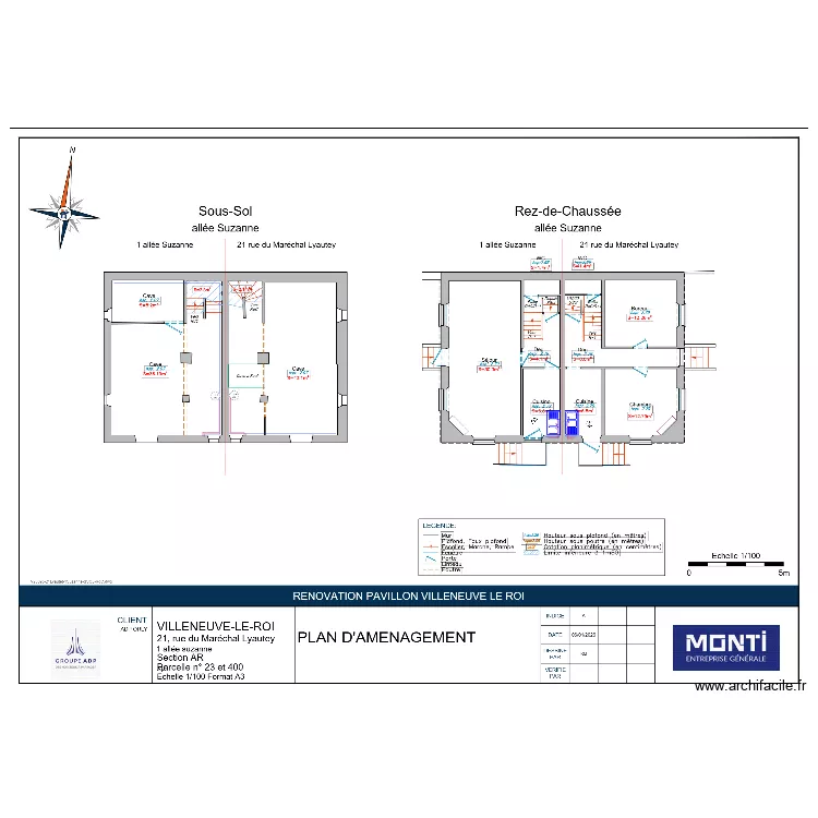 PLAN ETAGE SOUS SOL RDC PLOMBERIE VMC 21 MARECHAL ET 1 SUZANNZ. Plan de 